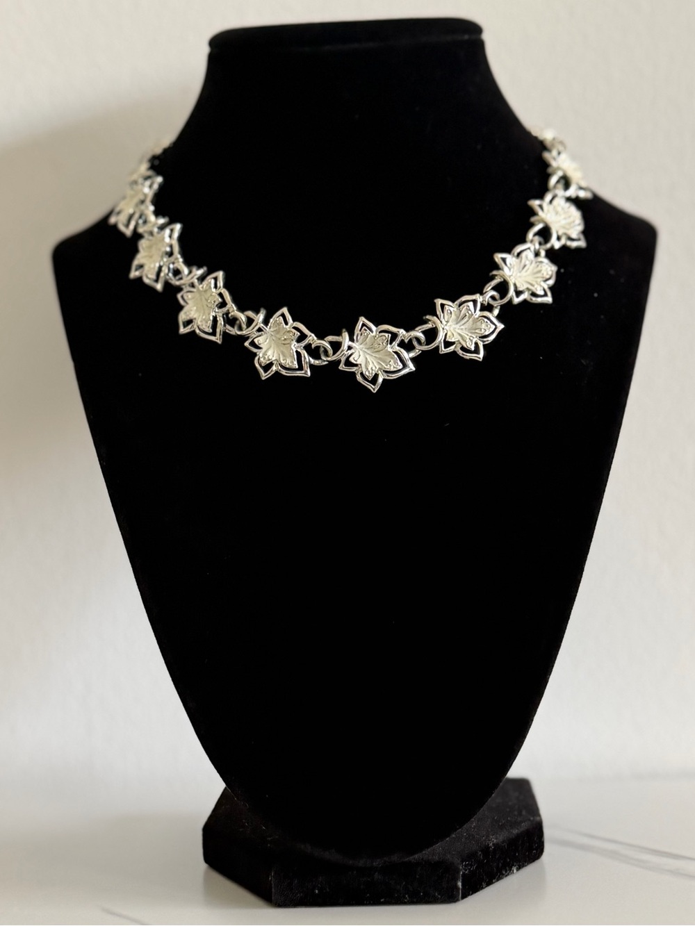 Vintage Coro Silver Floral Link Necklace